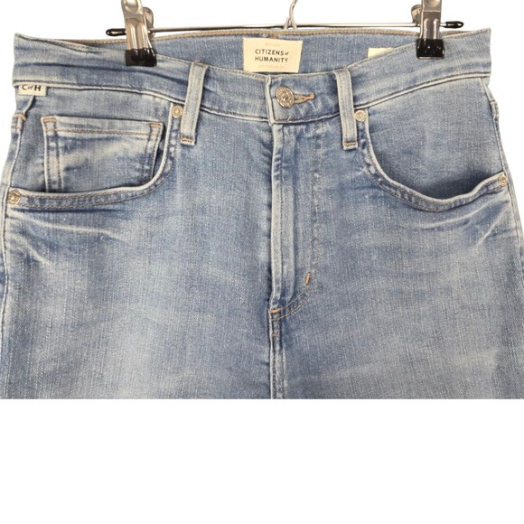 Citizens of Humanity Women's 26 Light Wash Straight Leg Jeans Frayed Hem Isola - Picture 4 of 11